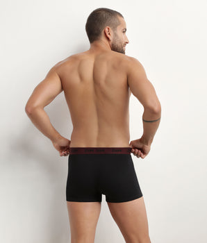 Pack of 3 black men's boxers with coloured waistband Raisin Mix & colours