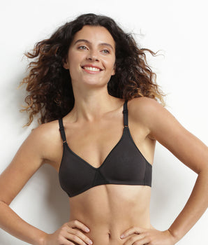 Soutien-gorge triangle sans armature en coton Noir Dim Daily