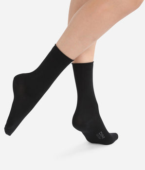 Pack of 2 pairs of black cotton modal socks for women