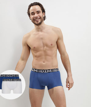 Lot de 2 boxers homme respirants Bleu Acier Blanc 3D Flex Air