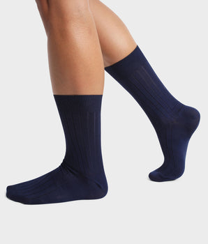 Pack of 2 pairs of men's socks in cotton Navy blue in Scottish thread Dim