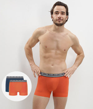 Stay and Fit Pack of 2 men's blue- orange stretch cotton boxers