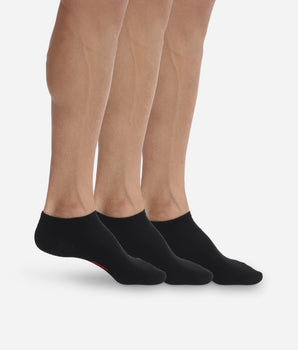 Pack of 3 pairs of black invisible trainer socks for men