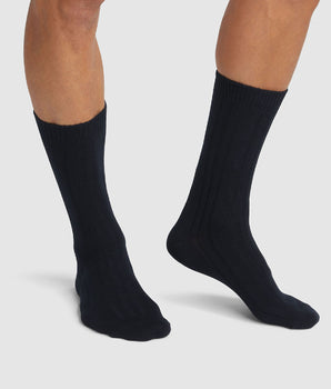 Lot de 2 paires de chaussettes homme hautes en viscose Noir Dim Bambou