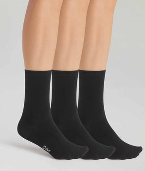 Pack of 3 pairs of black women's cotton socks Dim