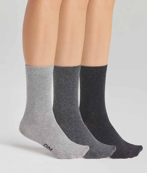 Lot de 3 paires de chaussettes femme Gris Clair en coton Dim