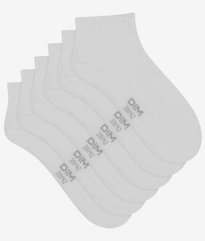 Pack of 3 Pairs of Men's Short Socks White Dim Cotton