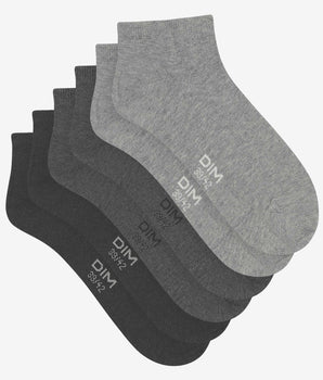 Pack of 3 pairs of Dim Coton Anthracite short socks