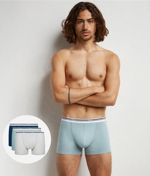 Lot de 3 boxers homme coton stretch Bleu Gris Classic Colors