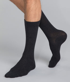 Pack of 3 pairs of charcoal Basic Coton mid calf cotton socks for men