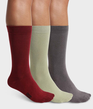 Lot de 3 paires de chaussettes homme Gris Rouge Sauge Dim Coton