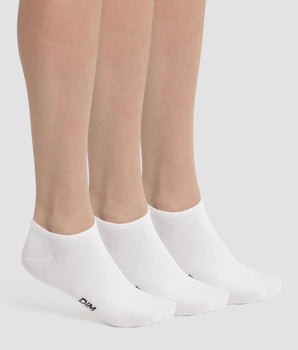 Pack of 3 Women's Short Socks White Dim Cotton