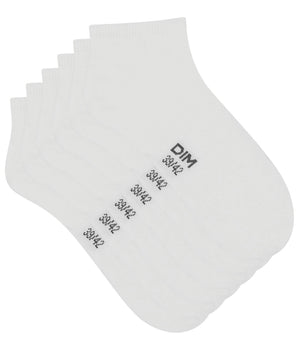 Pack of 3 Women's Short Socks White Dim Cotton