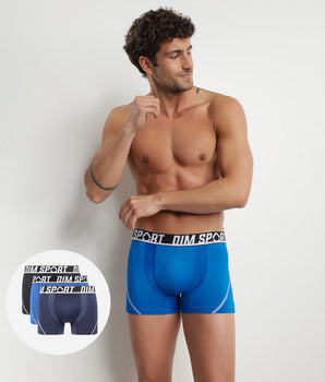 Lot de 3 boxers homme microfibre thermorégulateur Bleu Dim Sport