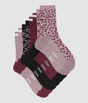 Pack of 4 pairs of women's socks in Garnet Black with spots Ecodim Style