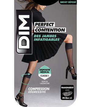 Mi-bas transparents noir de contention pour femme Perfect Contention