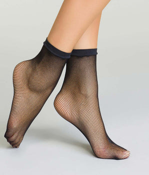 Socquettes noires en résille pour femme Style