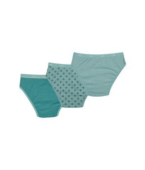 Lot de 3 culottes fille en coton stretch Vert d’Eau à pois Les Pockets