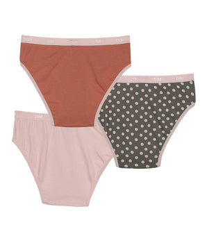 Lot de 3 culottes fille coton stretch à pois Rose Les Pockets de Dim