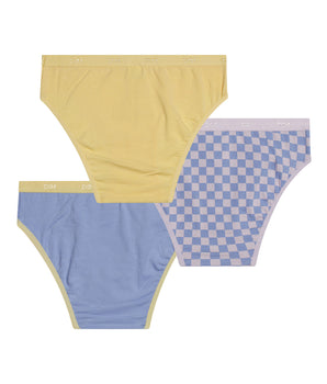 Lot de 3 culottes fille coton stretch à motif damier Jaune Les Pockets