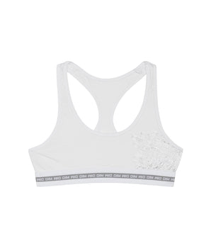 Brassière fille coton stretch Blanc avec impressions argentées Dim Sport