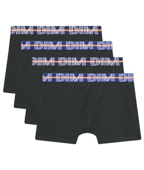 Pack of 4 boys' stretch cotton boxer shorts with contrasting waistband Black EcoDim