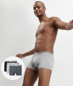 Ultra Resist 3 pack resistant stretch cotton trunks in grey and jeans blue