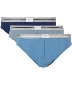 Lot de 3 slips bleu denim gris en coton stretch résistant Ultra Resist