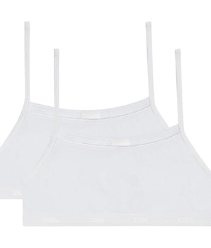 Basic Organic Pack of 2 girls' natural cotton bras without underwire White