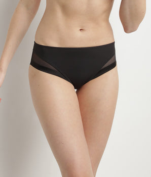 Dim Generous black microfibre and tulle briefs