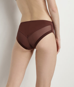 Cocoa Intense Generous Dim microfibre and tulle knickers