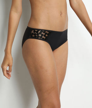 Generous Broderie  black microfiber knickers