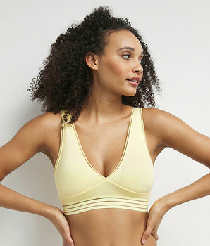 Non-wired triangle bra in microfibre Yellow Oh My Dim's