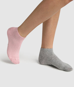 Pack of 2 pairs of grey pink lurex cotton children's socks Cotton Style