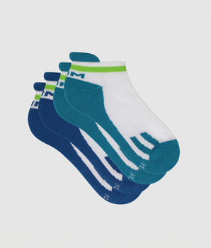 Lot de 2 paires de socquettes enfant rétro Bleu Vert Dim Sport