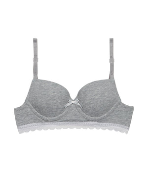 Soutien-gorge fille à coques moulées en coton stretch Gris Dim Trendy