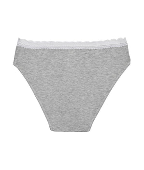 Culotte fille coton stretch à ceinture dentelle Gris Chiné Dim trendy