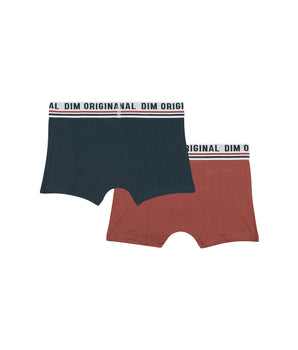 Lot de 2 boxers coton stretch Bleu Rouge ceinture rétro Dim Originals