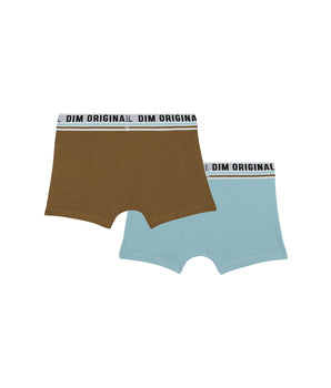 Lot de 2 boxers coton stretch Bleu Marron ceinture rétro Dim Originals