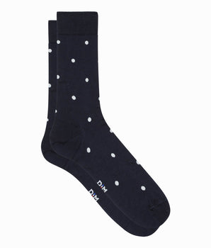 Chaussettes homme en fil d’écosse Bleu Océan motifs pois Monsieur Dim