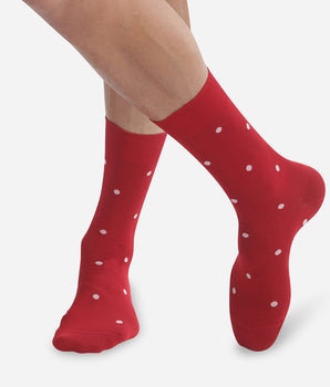 Chaussettes homme en fil d’écosse Rouge à motifs pois Monsieur Dim