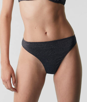 Black midi bikini briefs in microfibre and Lurex