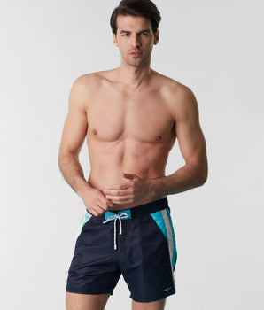 Swimming trunks in water resistant fabric in blue night