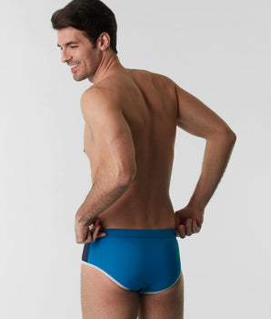 Blue azure swimming briefs in technical fabric