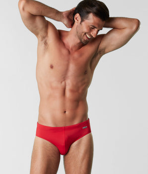 Charming red swimming briefs