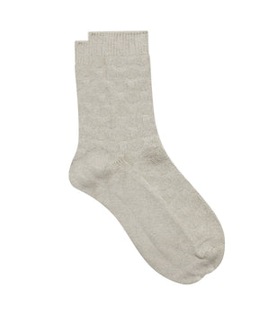 Women's Beige Cotton Style bamboo sock with a circle pattern