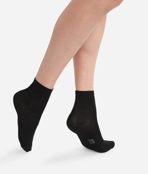 Pack of 2 pairs of women's ankle socks Black Mercerized Cotton