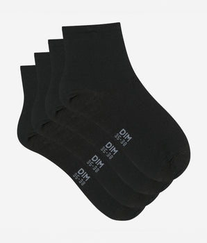 Pack of 2 pairs of women's ankle socks Black Mercerized Cotton