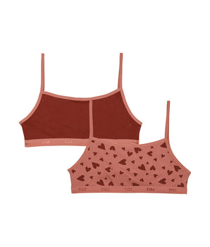 Lot de 2 brassières en coton stretch Sable à motifs coeurs Les Pockets