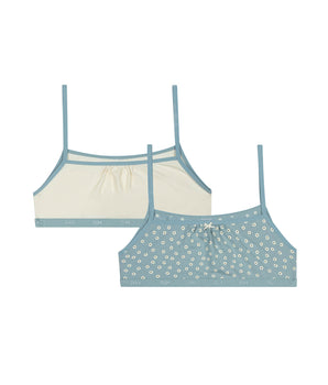 Lot de 2 brassières filles en coton à motifs Fleurs Crème Les Pockets